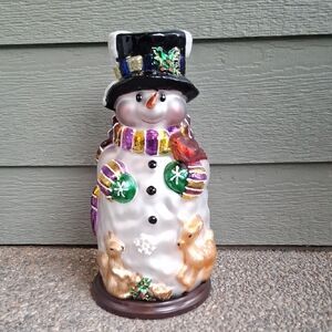 Retro 13" Thomas Pacconi Classics Hand Blown Glass Ornament Look Frosty Snowman
